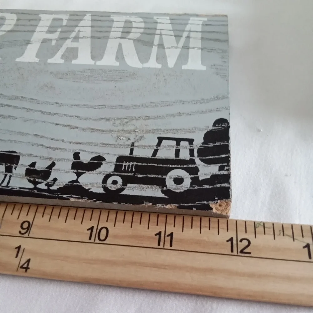 Bless Our Farm Rustic Wood Wall Sign Farmhouse Decor Grey 12x4.5 Inch